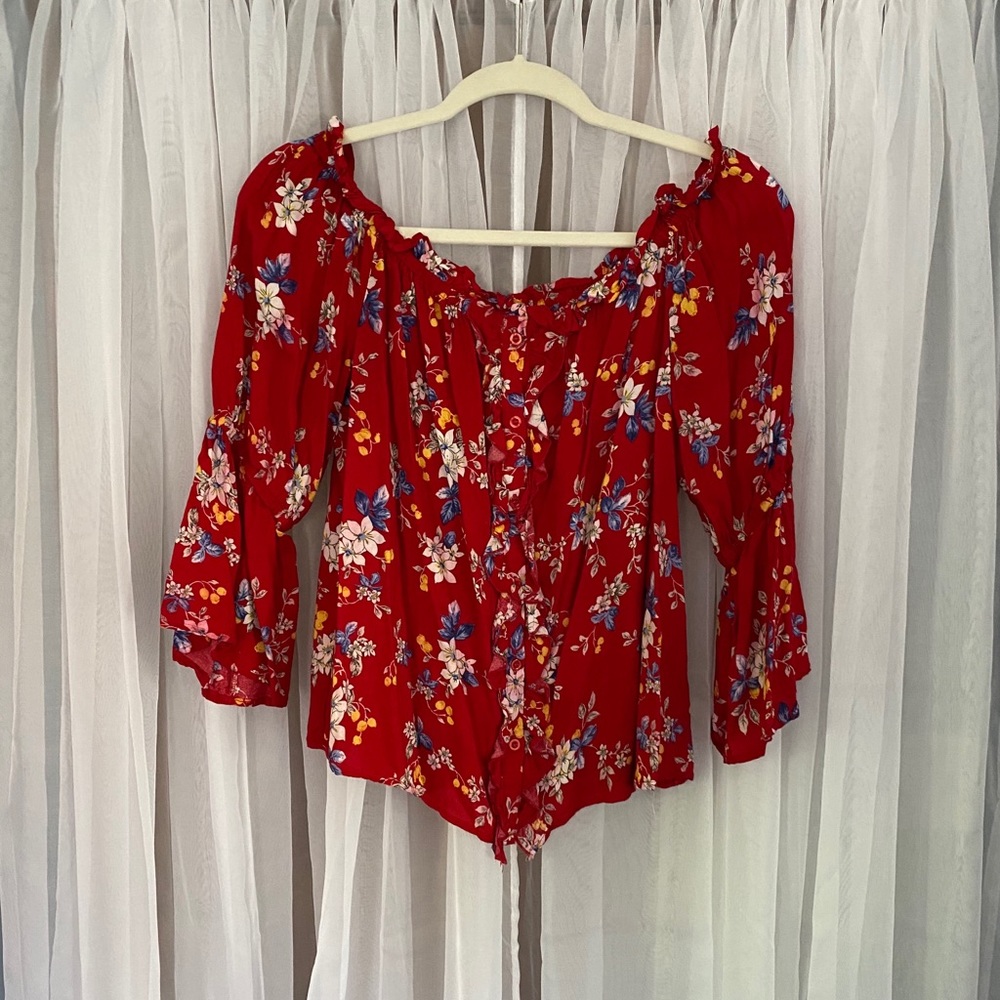 Off The Shoulder Floral Blouse